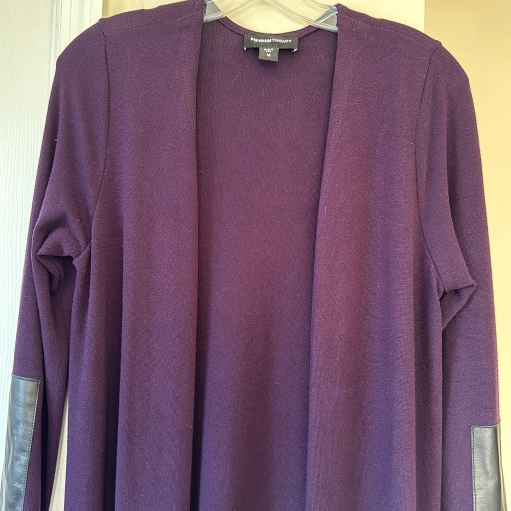 Fifteen Twenty Lamb leather patch cardigan